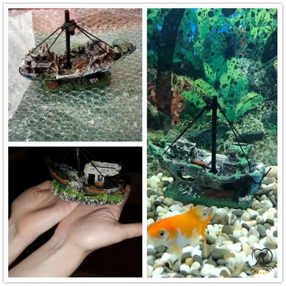 Aquarium Resin Ornament Pirate Ship Wreck