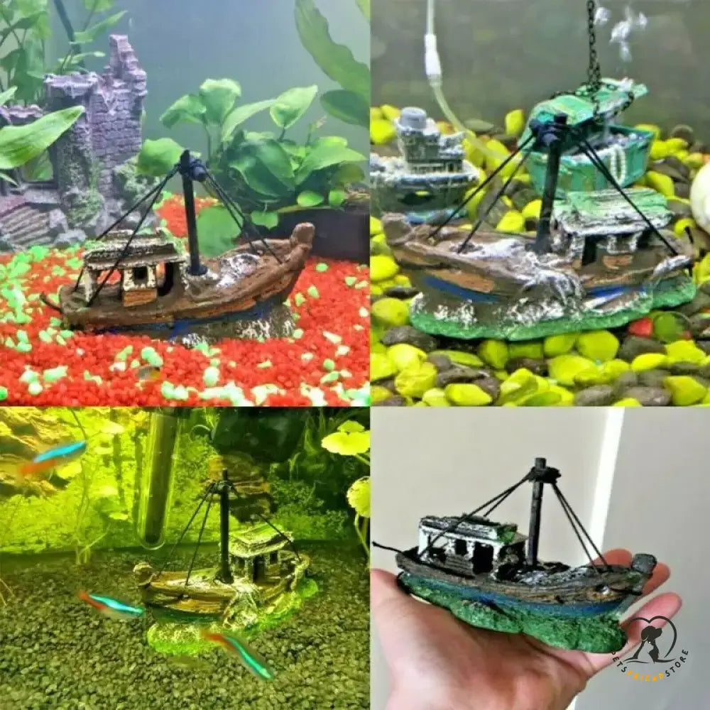 Aquarium Resin Ornament Pirate Ship Wreck