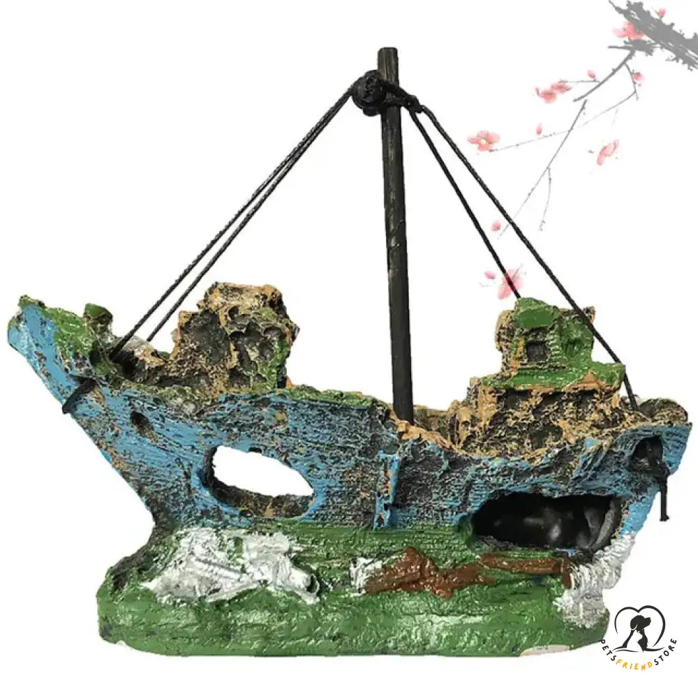 Aquarium Resin Ornament Pirate Ship Wreck B Multicolor / 12.5 X 6 10 Cm