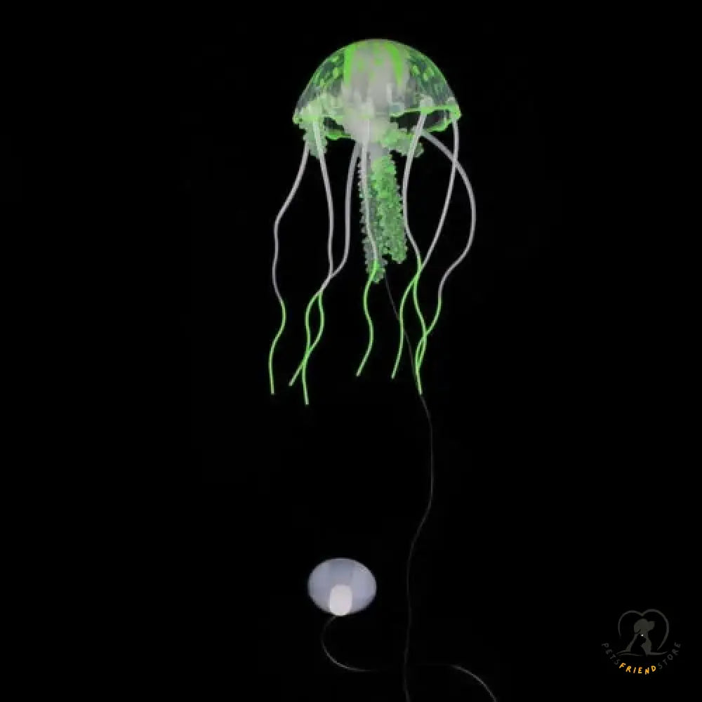 Artificial Swim Glowing Effect Jellyfish Aquarium Decoration Green / M