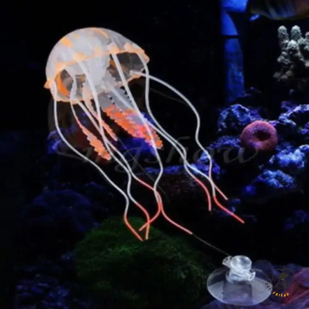 Artificial Swim Glowing Effect Jellyfish Aquarium Decoration Orange / M