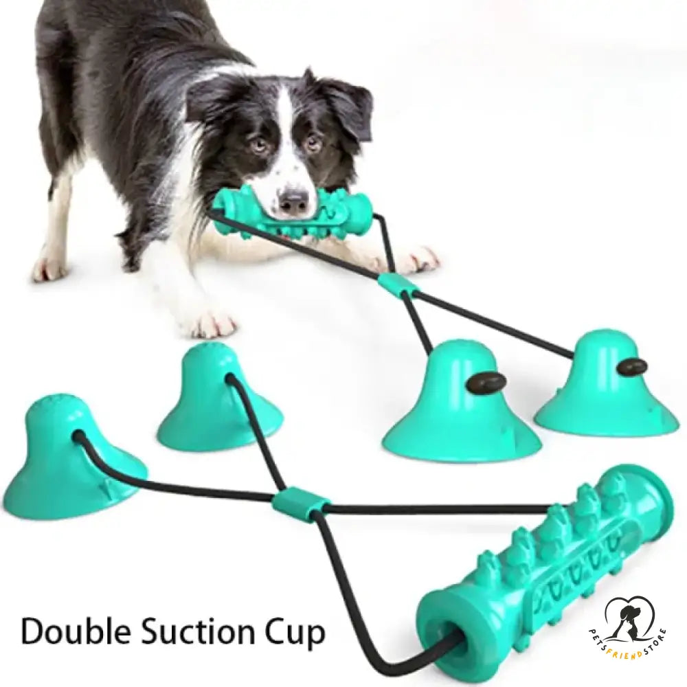 Dog Chew Toothbrush Toy 2 Suction Cup Blue