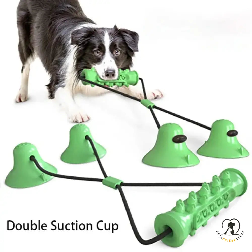 Dog Chew Toothbrush Toy 2 Suction Cup Green