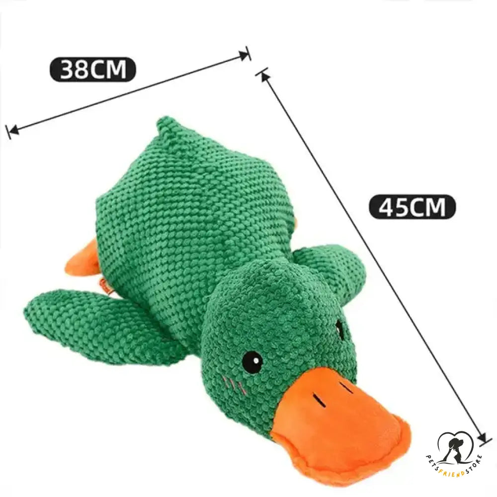 Durable Plush Chew Toy With Sounds For Dogs Quack-Quack Duck Dog Green