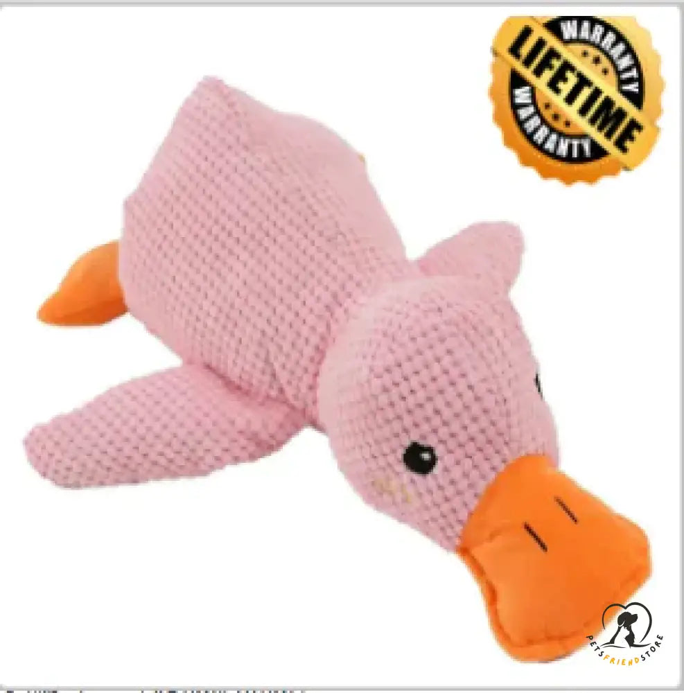 Durable Plush Chew Toy With Sounds For Dogs Quack-Quack Duck Dog Pink