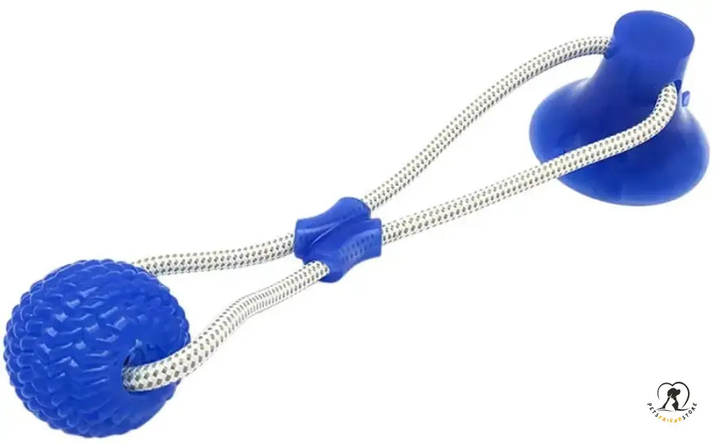 Interactive Suction Cup Dog Toy With Tpr Ball Blue