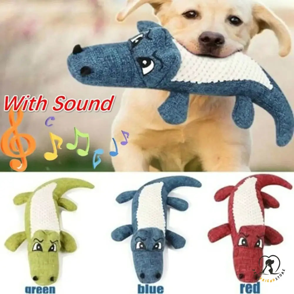 Linen Plush Crocodile Dog Toy: Squeaky Chew Toy For Cleaning Teeth 1Pc