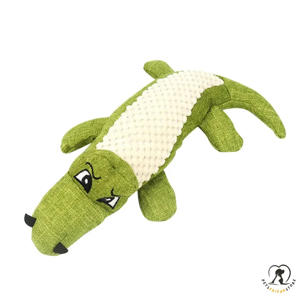 Linen Plush Crocodile Dog Toy: Squeaky Chew Toy For Cleaning Teeth 1Pc Green / 11.02X5.91X1.97