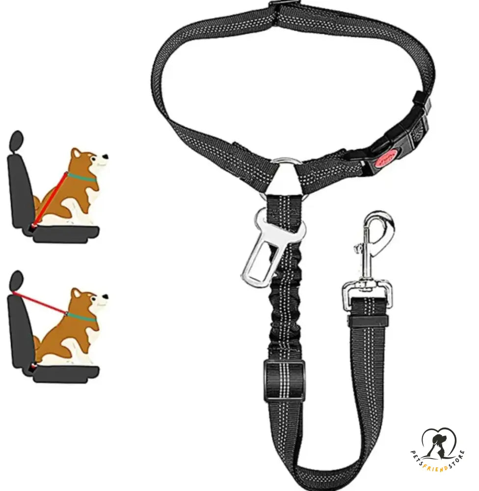 Petsfriendstore™Two-In-One Dog Safety Belt Black