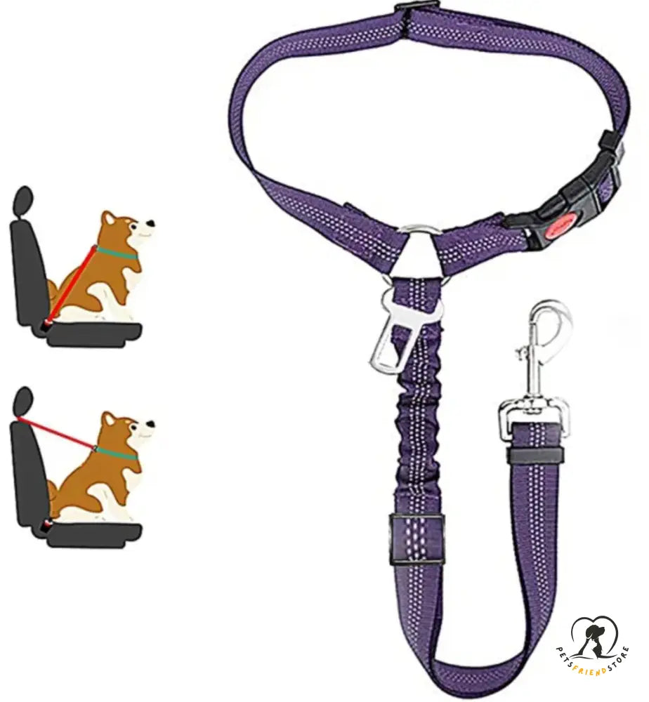 Petsfriendstore™Two-In-One Dog Safety Belt Purple