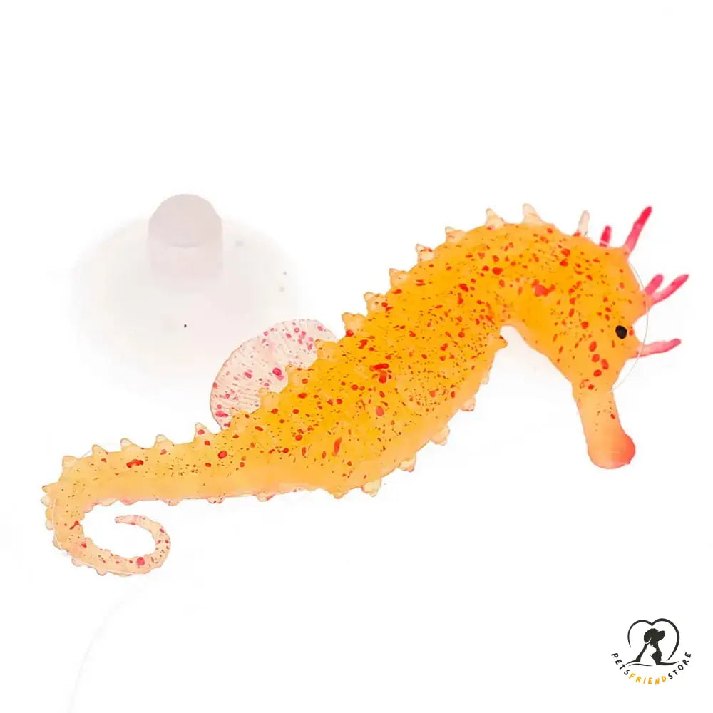 Silicone Luminous Sea Horse Aquarium Decoration Yellow