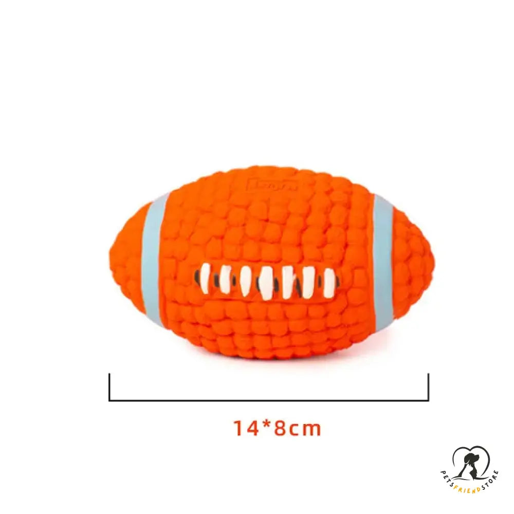 Squeaky Latex Rubber Dog Toy Orange 2 / Rugby Small