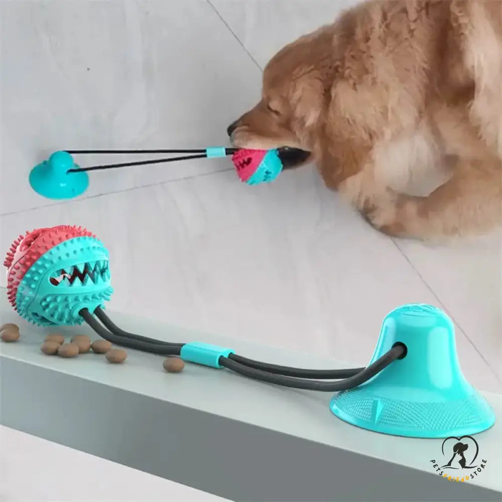 Suction ball interactive dog toy for solo play, durable and hands-free