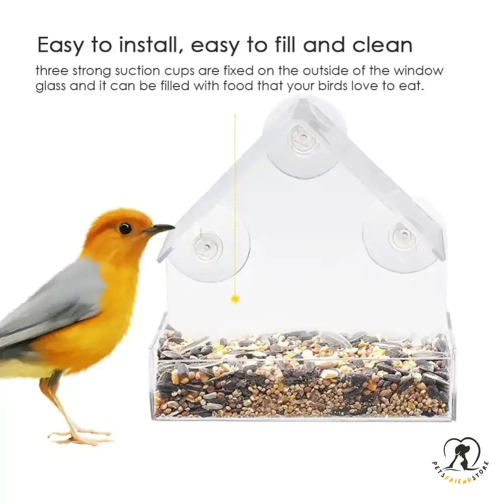 Suction Cup Bird Acrylic Feeder