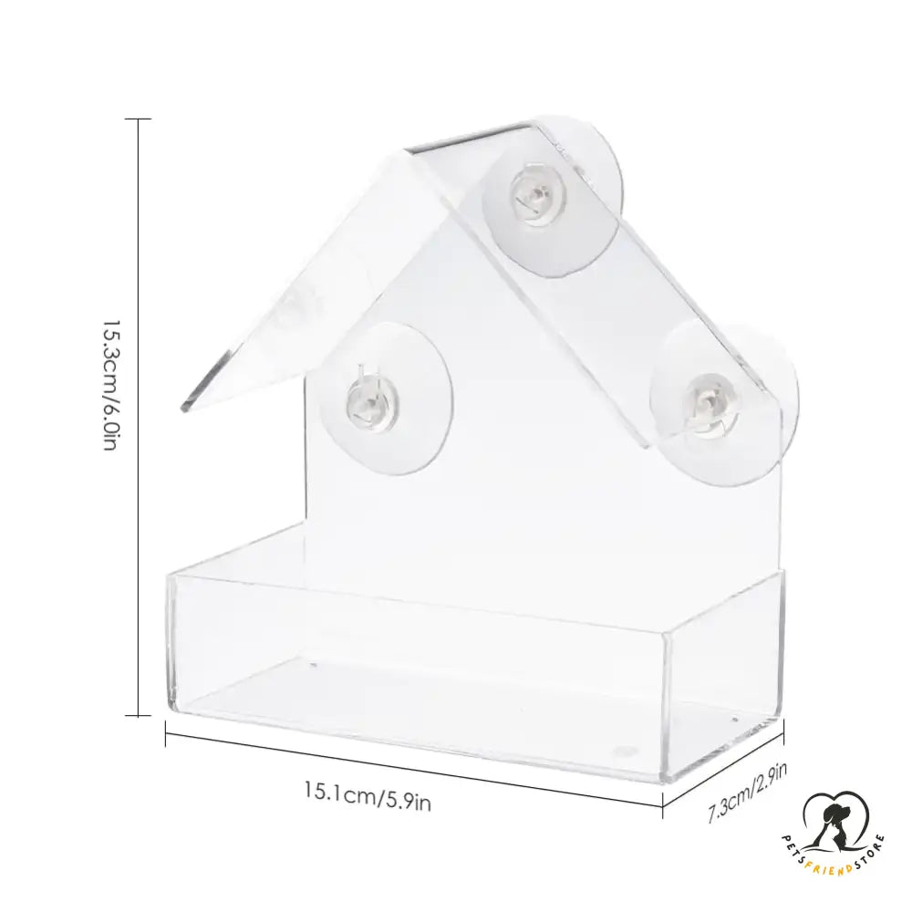 Suction Cup Bird Acrylic Feeder Transparent / 15.1 X 7.3 15.3 Cm